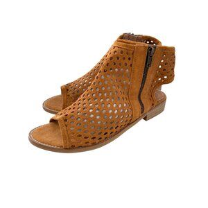Musse and Cloud Perforated Gladiator Sandals Size 40 Peep Toe Suede Leather Boho